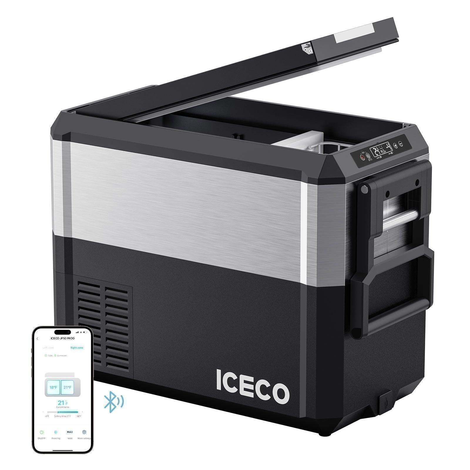 JP Pro Series 40/51QT Dual Zone Wheeled Car Fridge With Cover-SILVER | Ship Out in Early-August-Portable Fridge-www.icecofreezesale.com