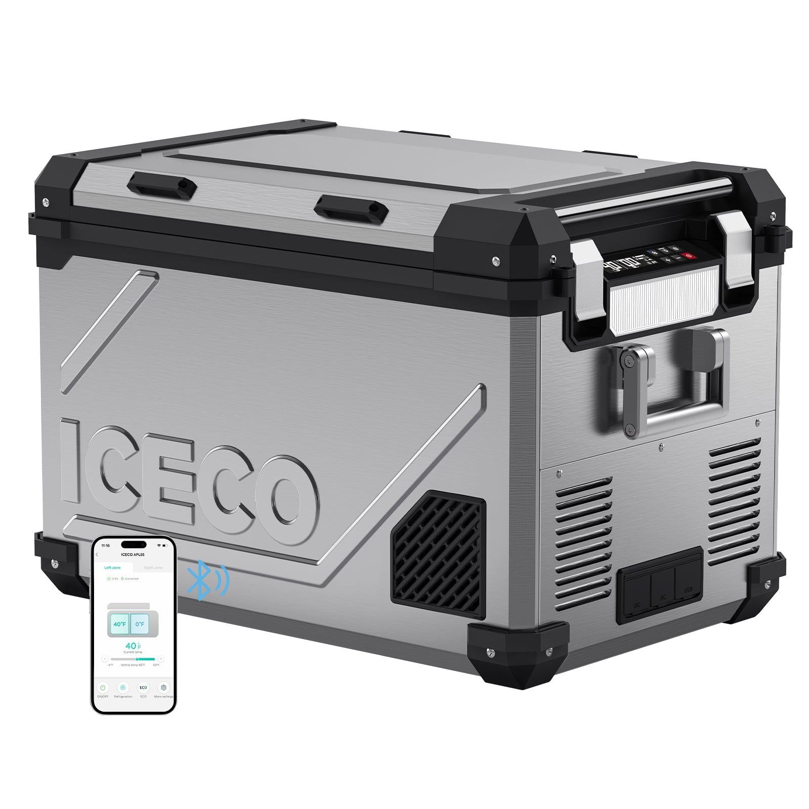 APL55-Silver Dual Zone 12 Volt Fridge | ICECO-Portable Fridge-www.icecofreezesale.com