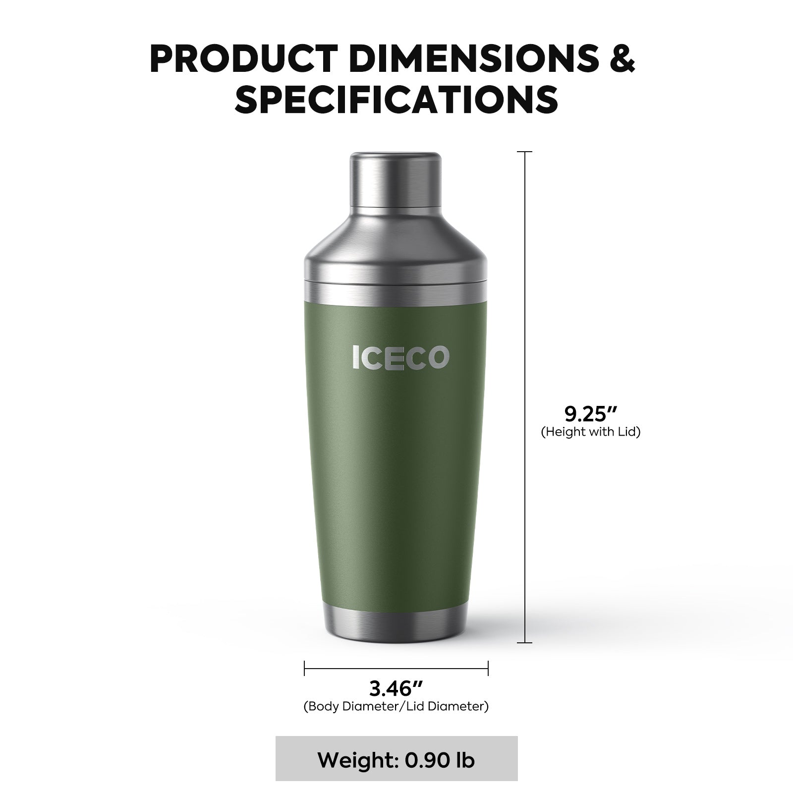 20oz Stainless Steel Cocktail Shaker | ICECO-accessories-www.icecofreezesale.com