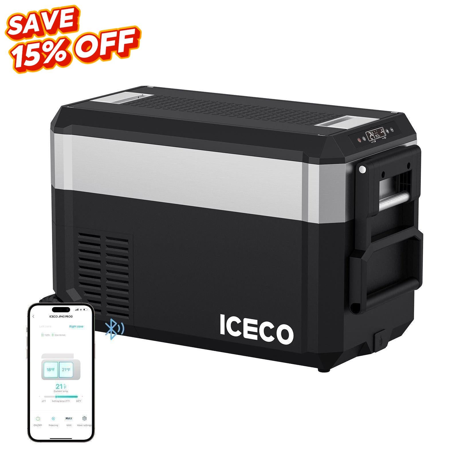 39QT JP40 Pro Dual Zone Wheeled Portable Freezer With Cover | ICECO-Portable Fridge-www.icecofreezesale.com