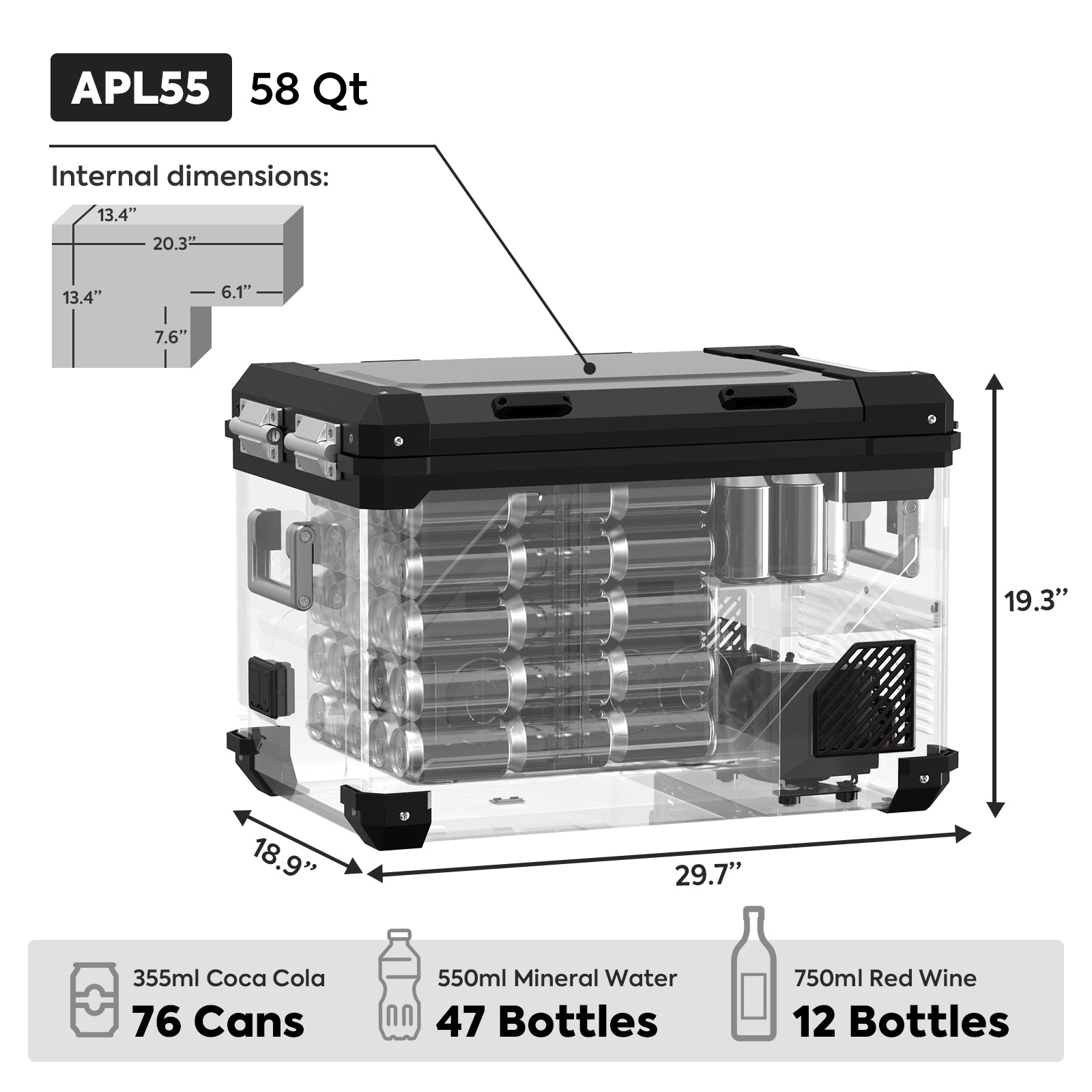 58QT APL55 Dual Zone Fridge Freezer Combo | ICECO-www.icecofreezesale.com