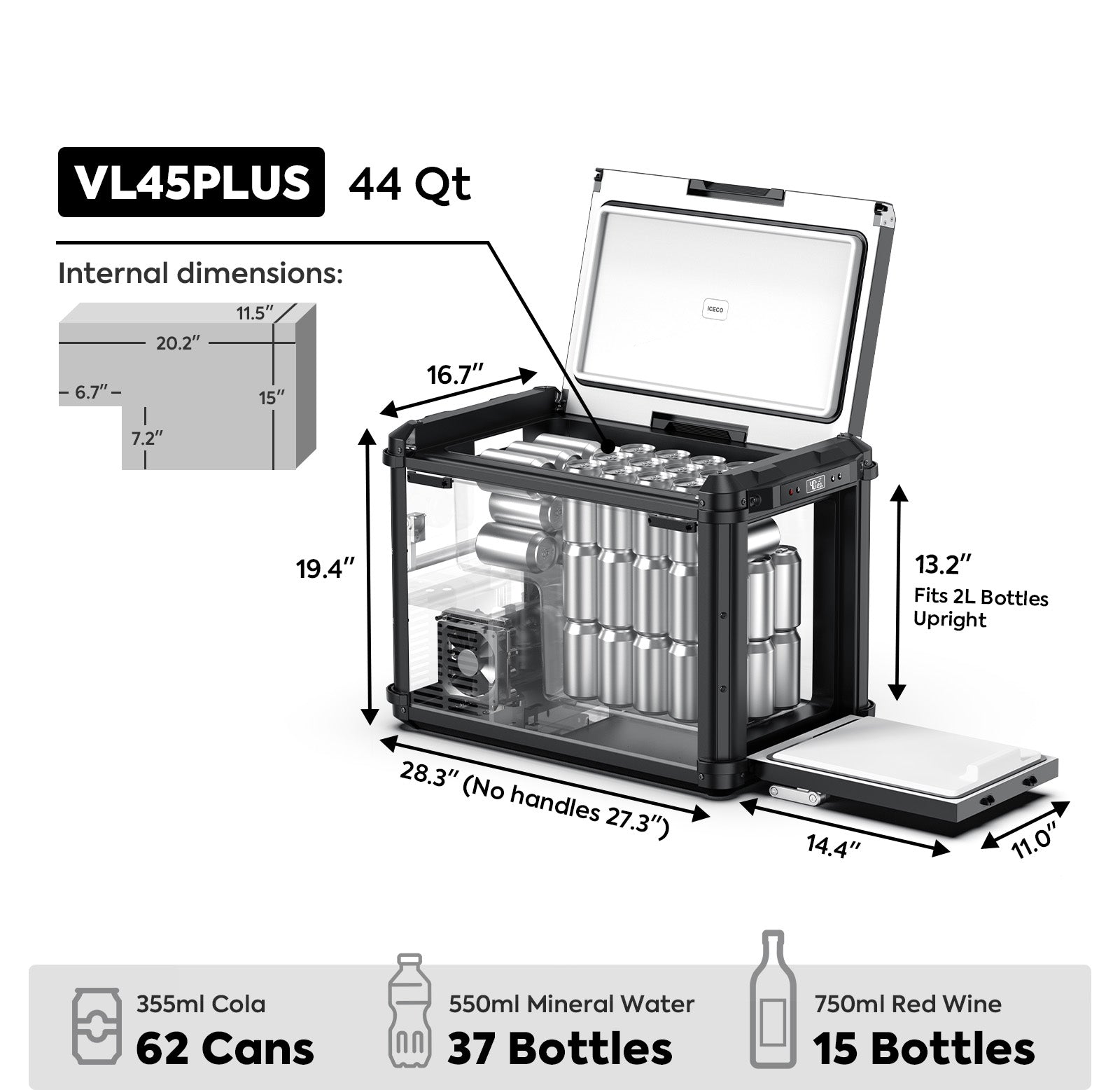 44.4QT VL45PLUS 3 Ways Access Fridge Freezer | ICECO Ship out Late August-Portable Fridge-www.icecofreezesale.com