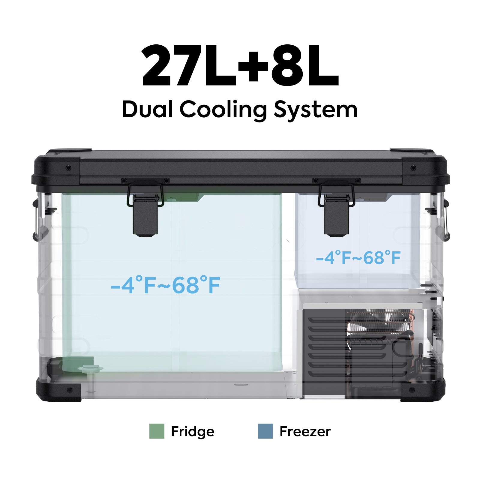 37QT APL35-Black Aluminum Freezer With Magnetic Power Bank | ICECO-Portable Fridge-www.icecofreezesale.com
