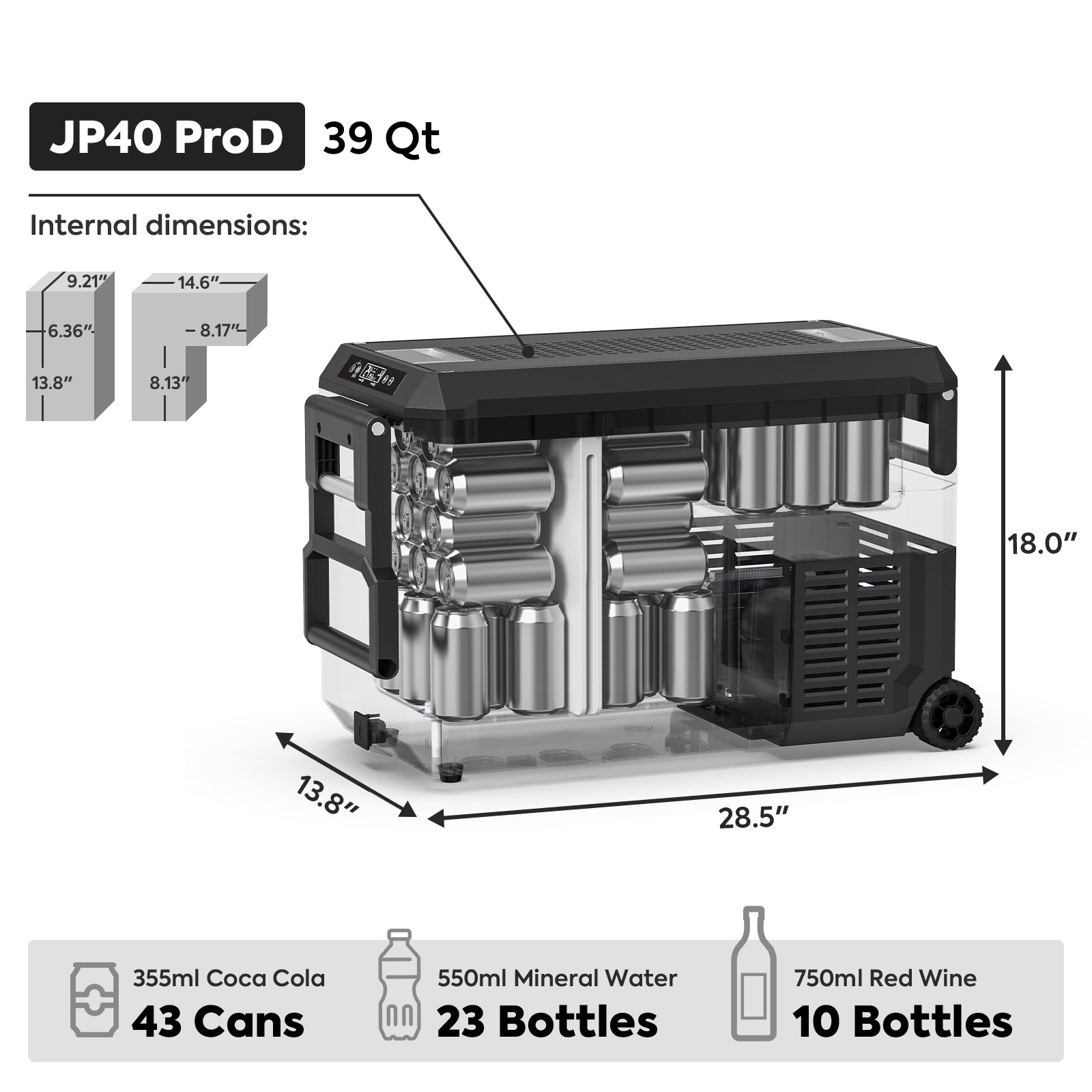 40QT JP40 Pro Dual Zone Wheeled Portable Freezer With Cover | ICECO-Portable Fridge-www.icecofreezesale.com