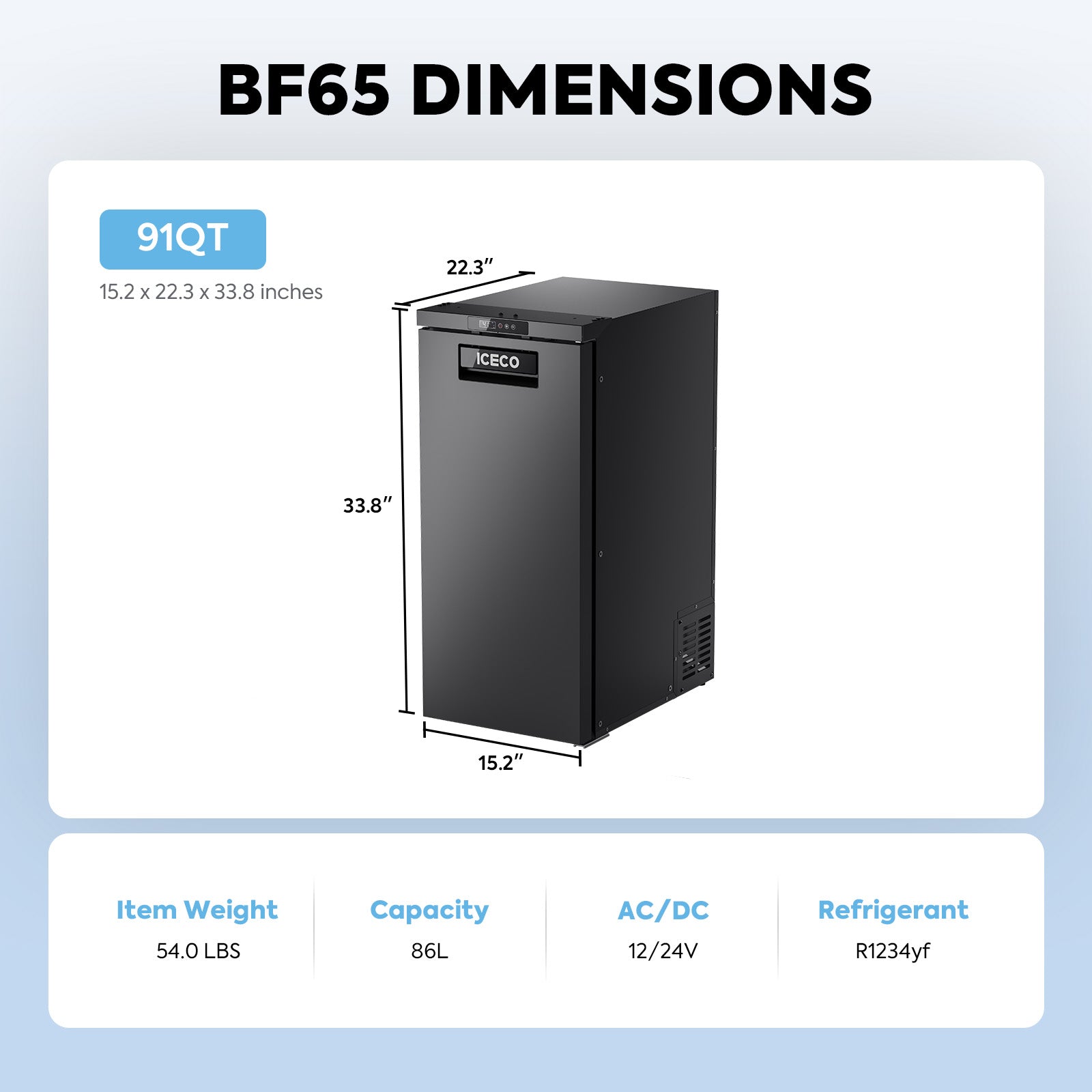 BF65/BF86 Series 66/91QT 12V RV/Truck Portable Freezer | ICECO-Portable Fridge-www.icecofreezesale.com