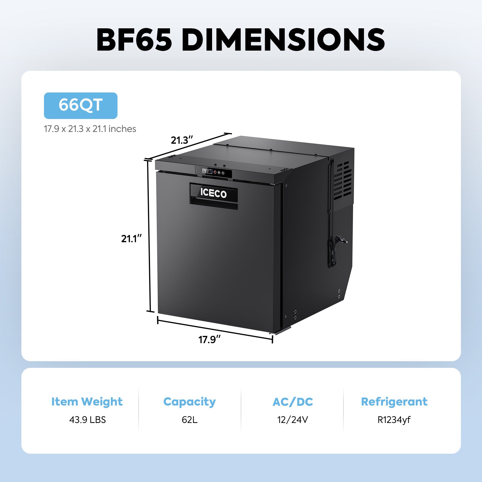 BF65/BF86 Series 66/91QT 12V RV/Truck Portable Freezer | ICECO-Portable Fridge-www.icecofreezesale.com