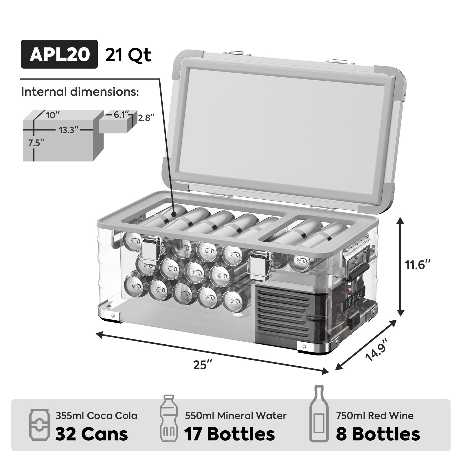NEW! 21QT APL20 Light Duty Aluminum Freezer Single Zone | ICECO Ship out Dec.10th-Portable Fridge-www.icecofreezesale.com