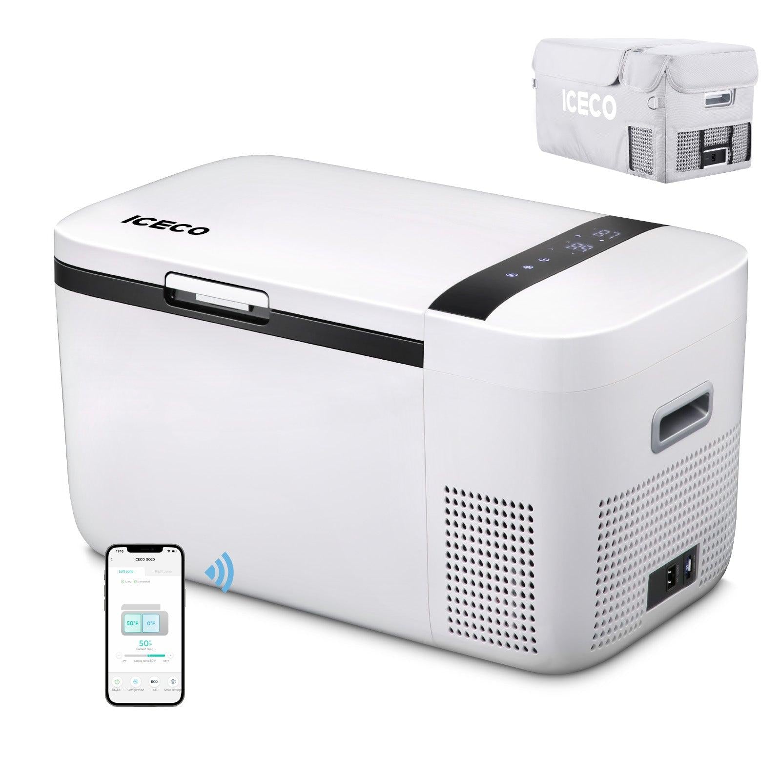 21QT GO20 Dual Zone 12V Portable Freezer (White) | ICECO-Portable Fridge-www.icecofreezesale.com