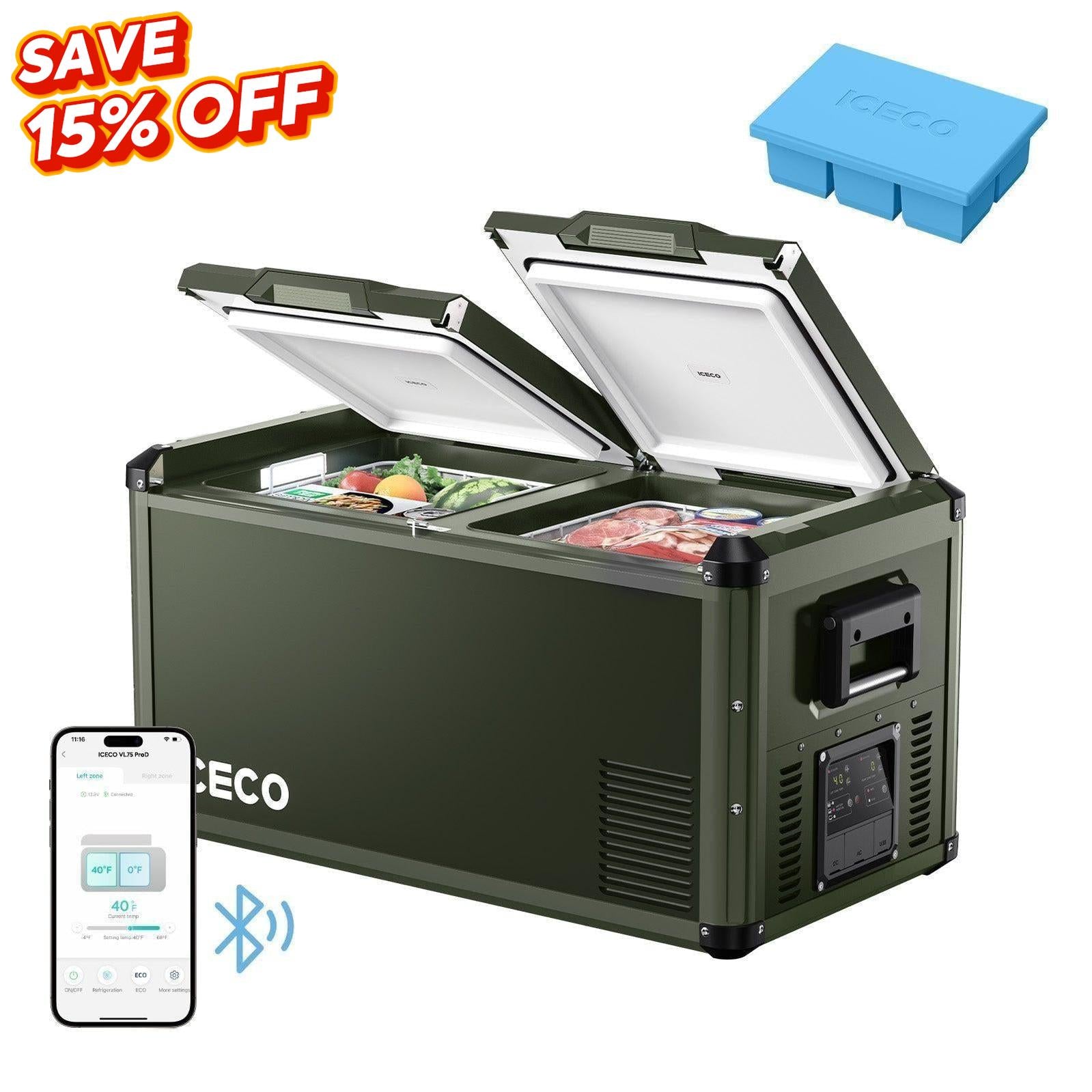 79.2QT VL75ProD 12V Heavy Duty Fridge Freezer With Ice Tray| ICECO-Portable Fridge-www.icecofreezesale.com