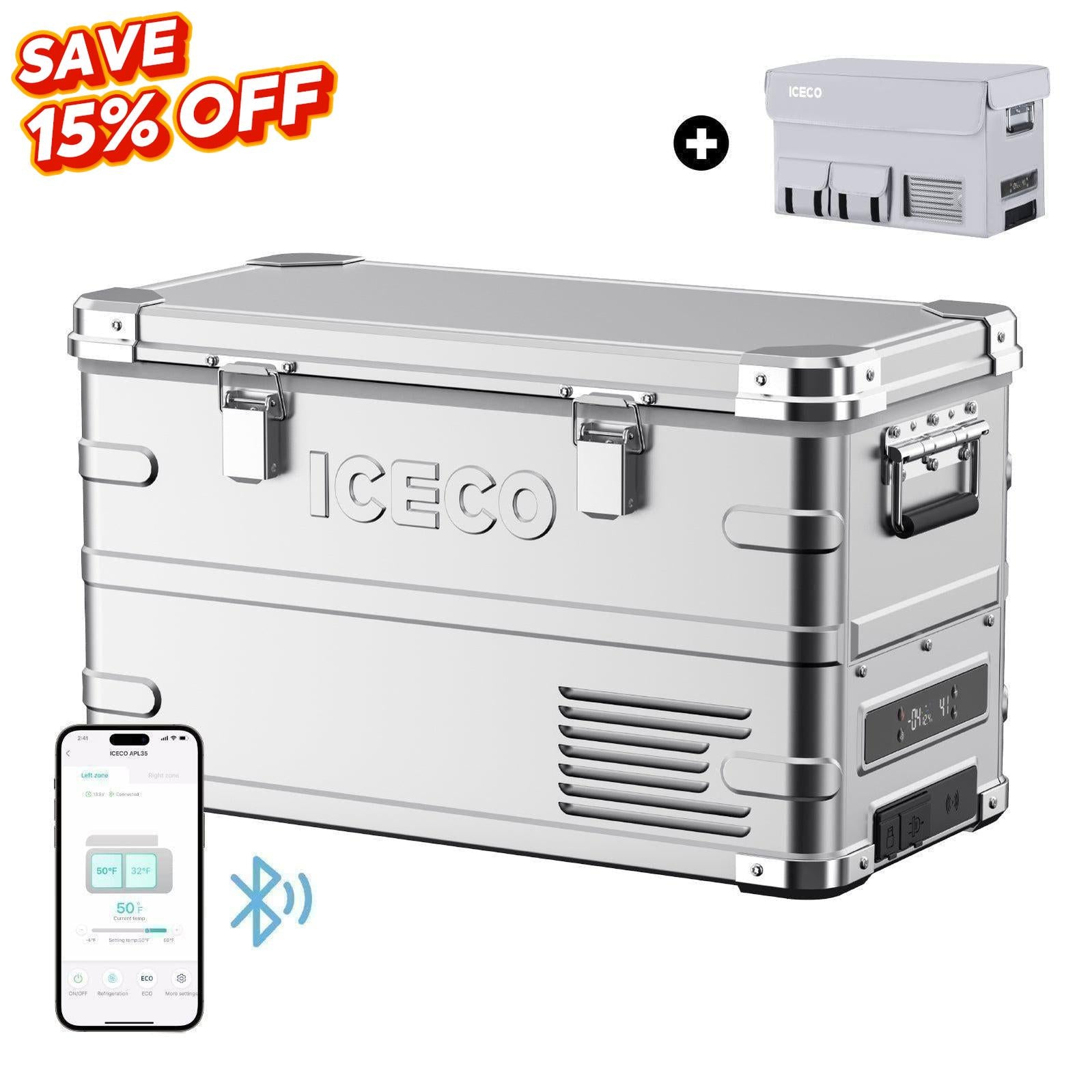 APL35 Ultra-light Dual Zone Aluminum Freezer with Cover | Ship out Late August-Portable Fridge-www.icecofreezesale.com