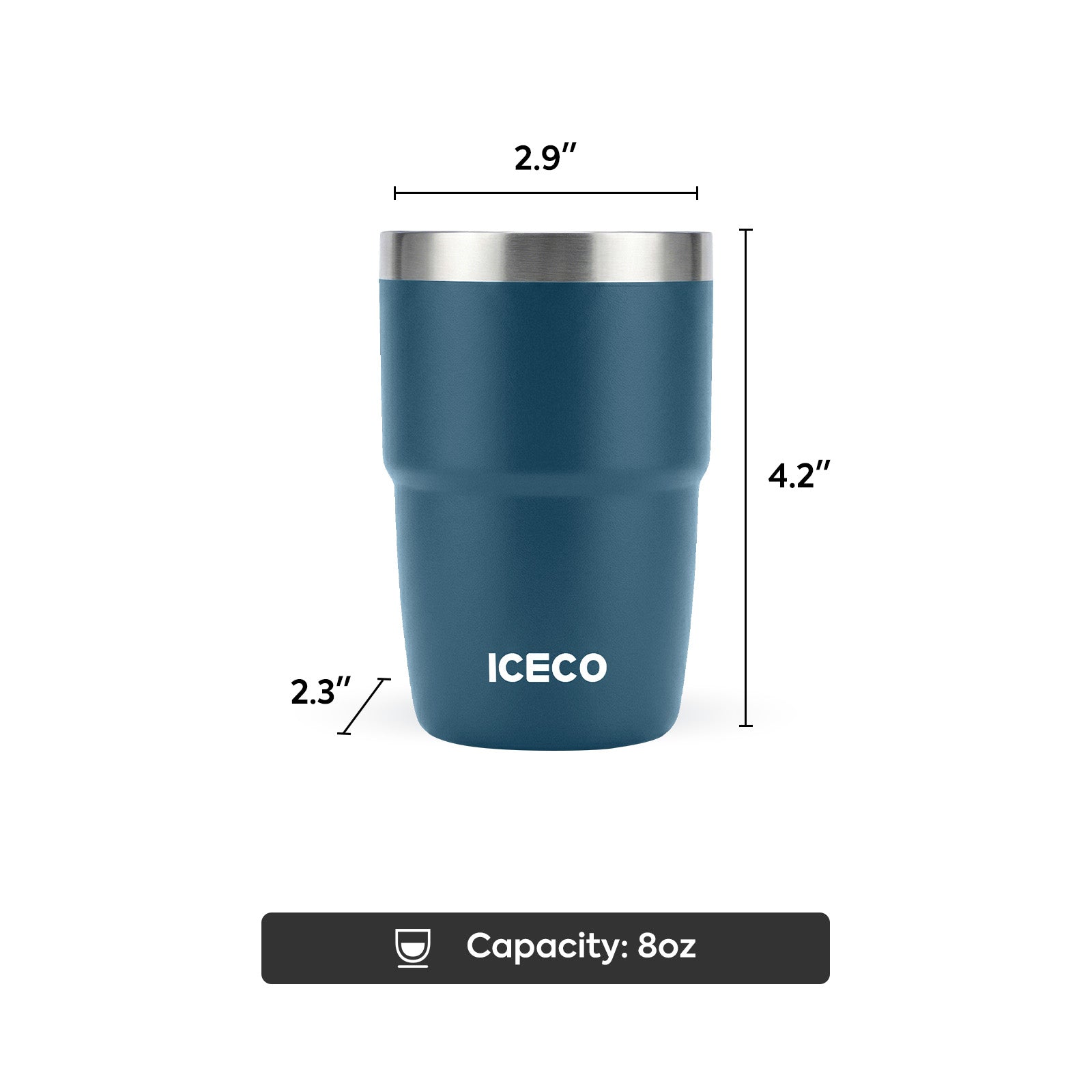 2-Pack 8 oz Stackable Stainless Steel Tumbler Set | ICECO-accessories-www.icecofreezesale.com