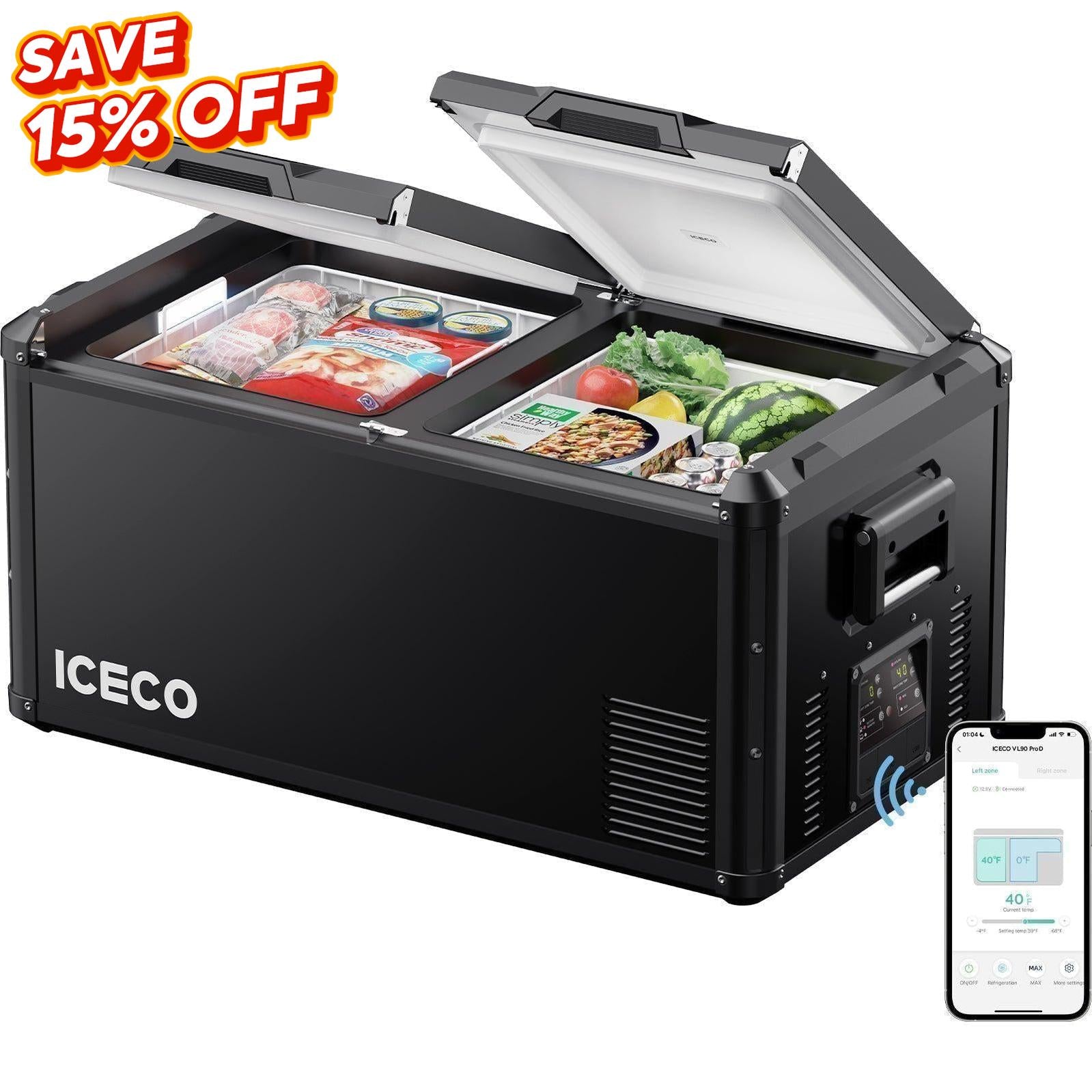 95QT VL90ProD Dual Zone RV 12 volt Fridge Freezer | ICECO-Portable Fridge-www.icecofreezesale.com