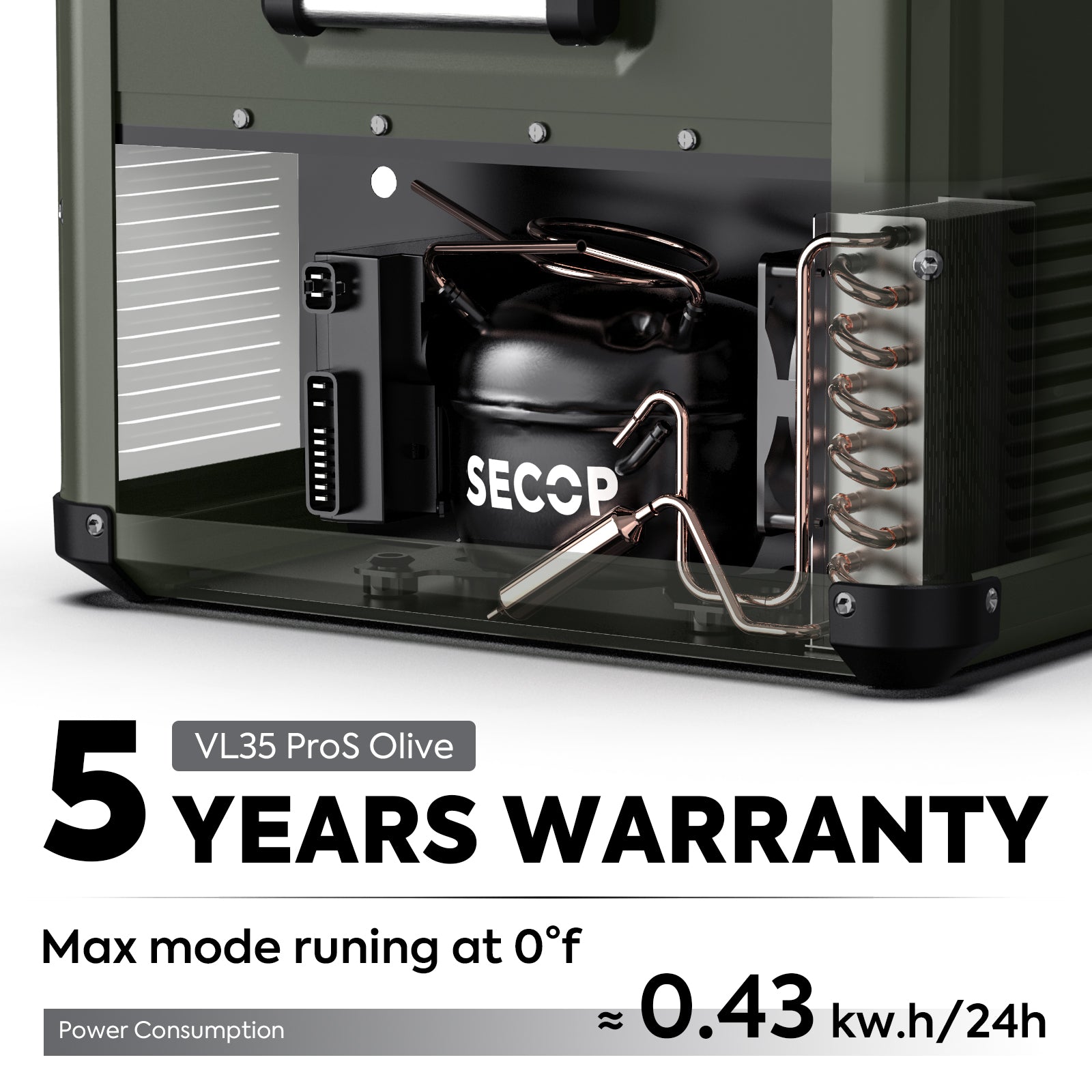 NEW！37QT VL35ProS Olive 12V Metal Single Zone Fridge Freezer | ICECO-Portable Fridge-www.icecofreezesale.com