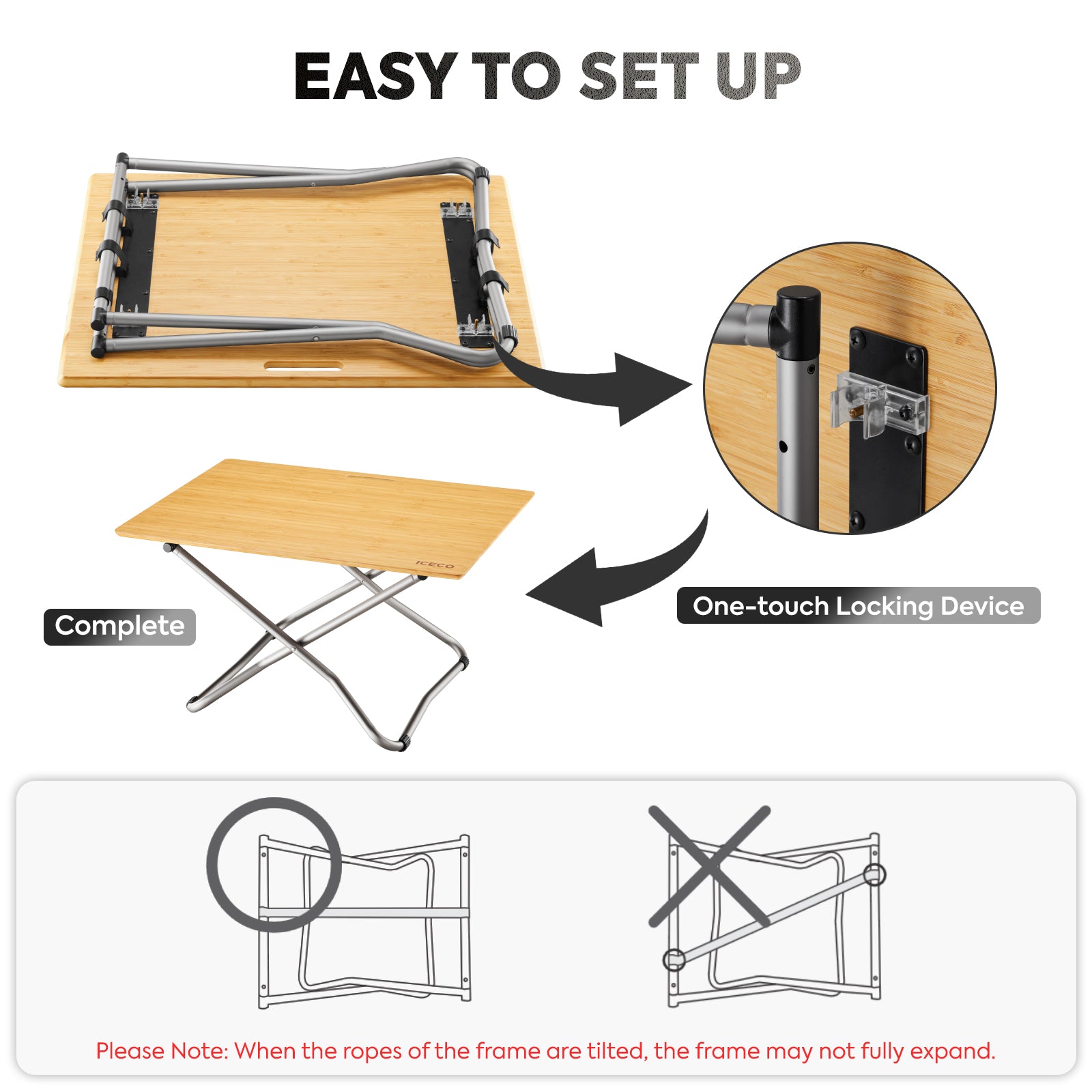 New! Portable Folding Bamboo Camping Table with Storage Bag | ICECO-Camping Chair-www.icecofreezesale.com