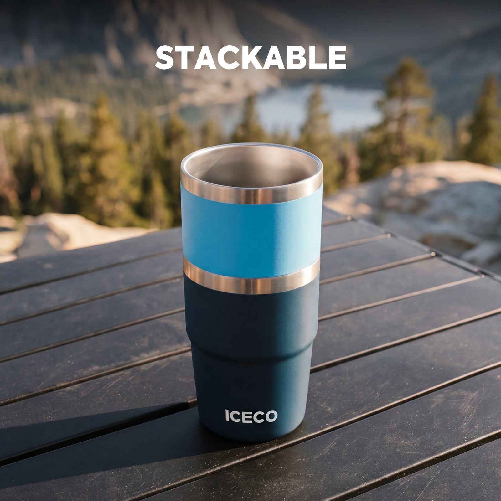 2-Pack 8 oz Stackable Stainless Steel Tumbler Set | ICECO-accessories-www.icecofreezesale.com