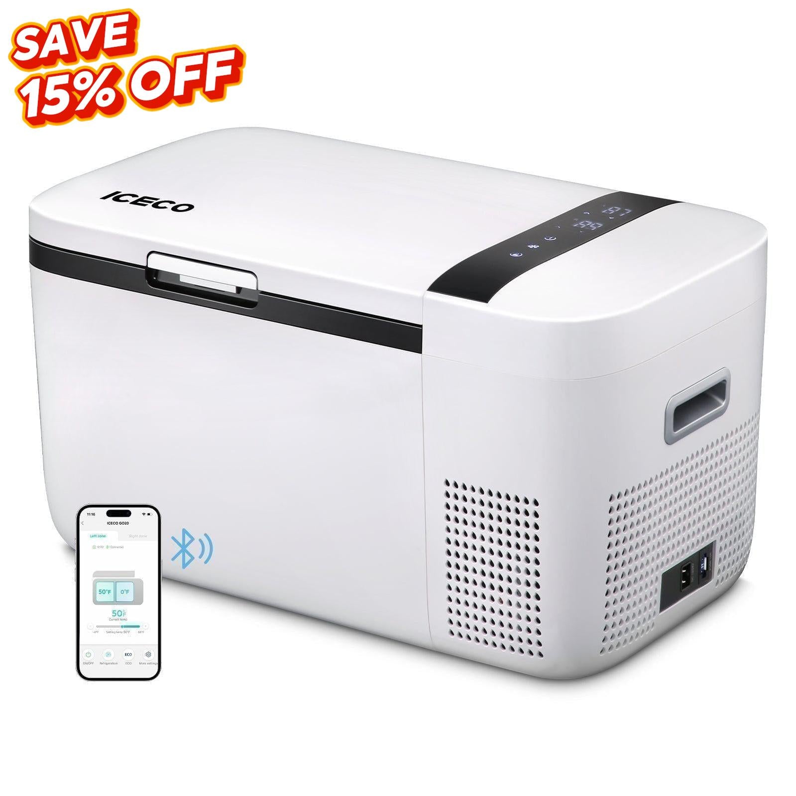 21QT GO20 Dual Zone 12V Portable Freezer (White) | ICECO-Portable Fridge-www.icecofreezesale.com
