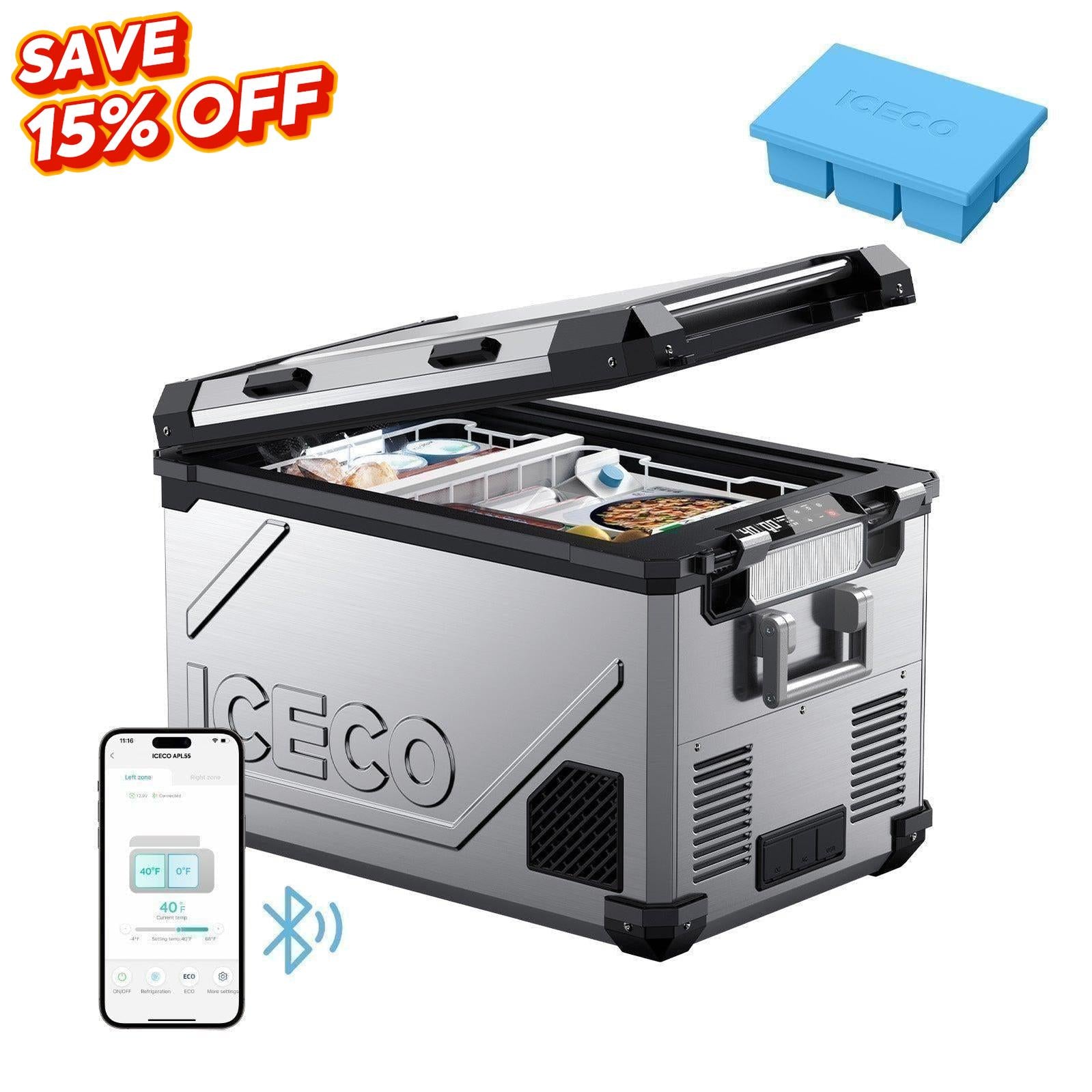 58QT APL55 Dual Zone 12 Volt Fridge With Ice Tray | ICECO-Portable Fridge-www.icecofreezesale.com