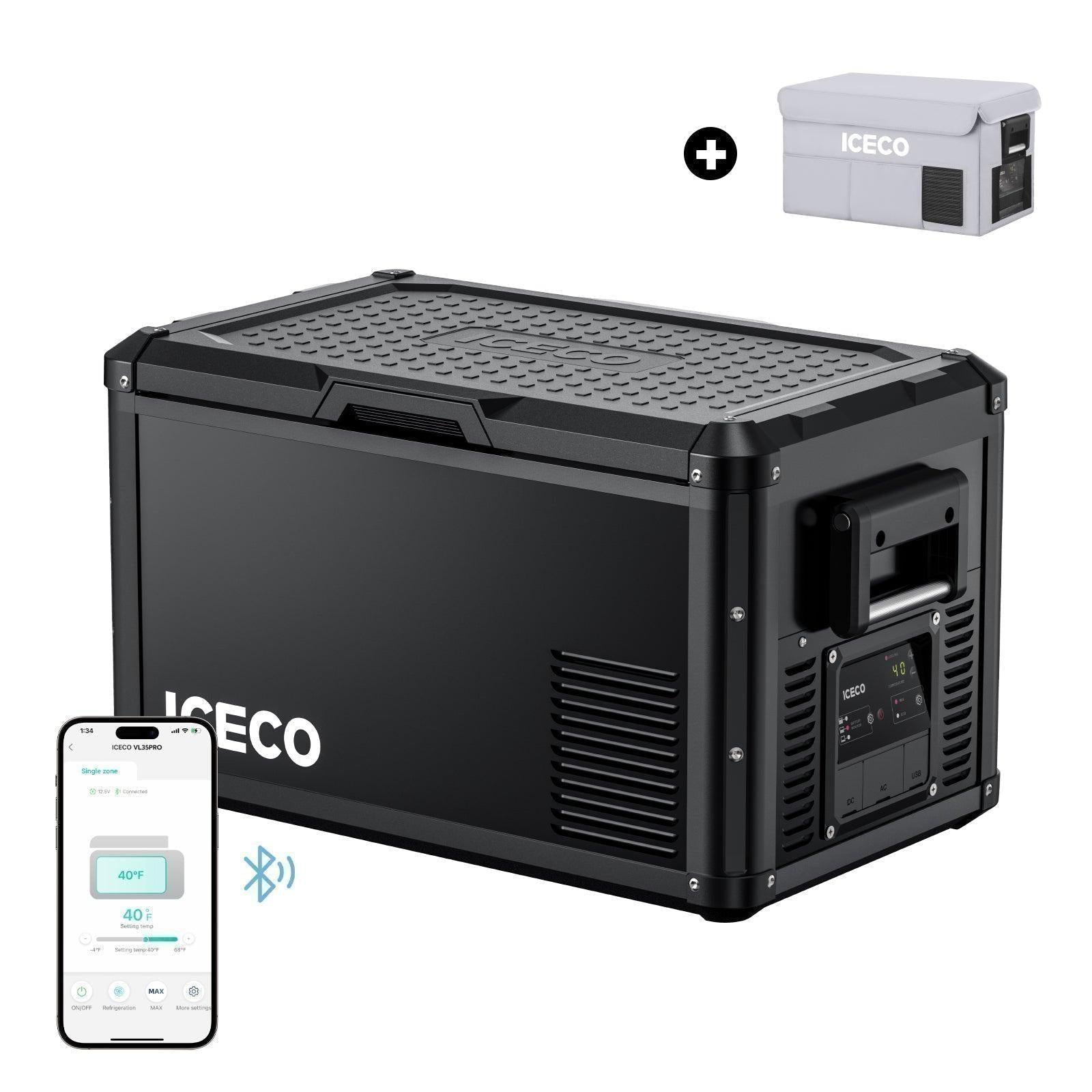 37QT VL35ProS With Cover Portable Fridge Electric Cooler | ICECO-Portable Fridge-www.icecofreezesale.com