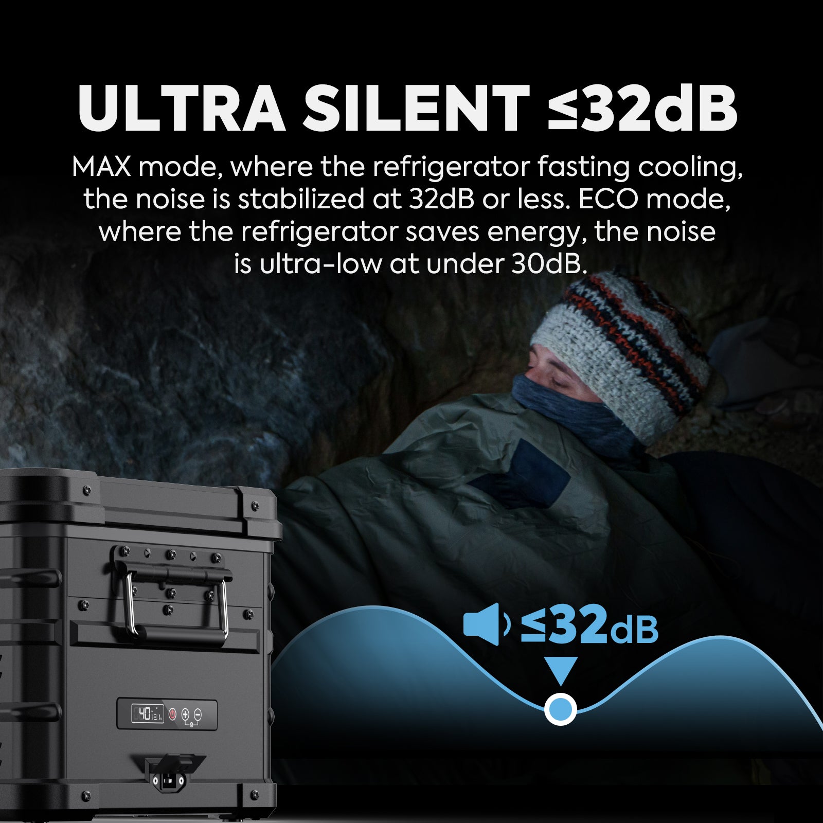 21QT APL20 Black Single Zone Aluminum Freezer With Magnetic Power Bank | ICECO-Portable Fridge-www.icecofreezesale.com