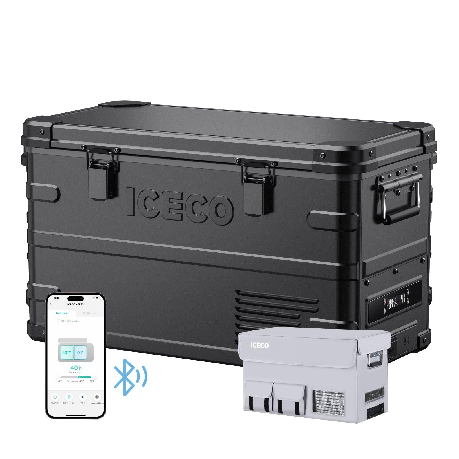 37QT travel freezer with SECOP compressor, rapid cooling, and quiet dual power operation for overlanding.