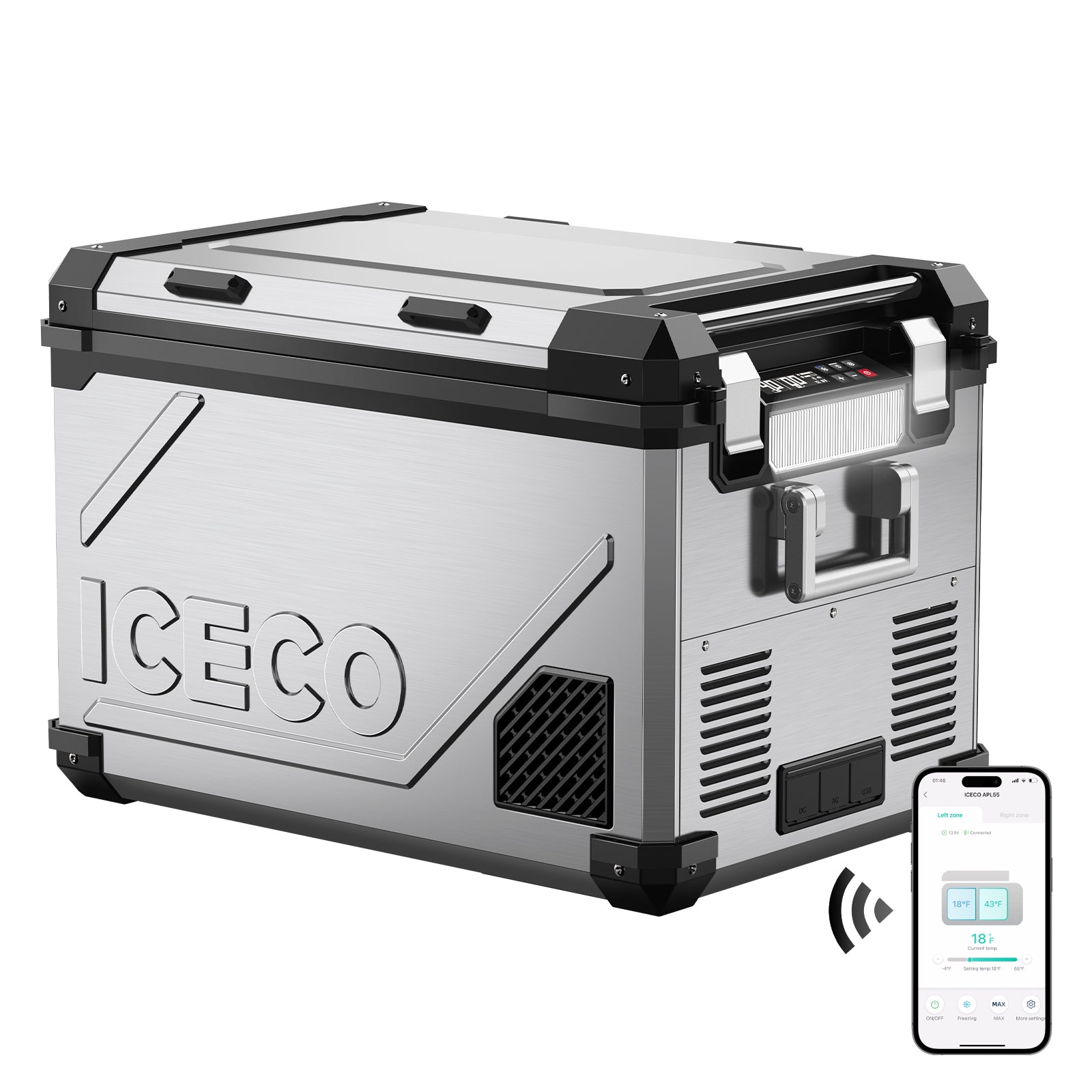 APL55-Silver Dual Zone 12 Volt Fridge | ICECO-Portable Fridge-www.icecofreezesale.com