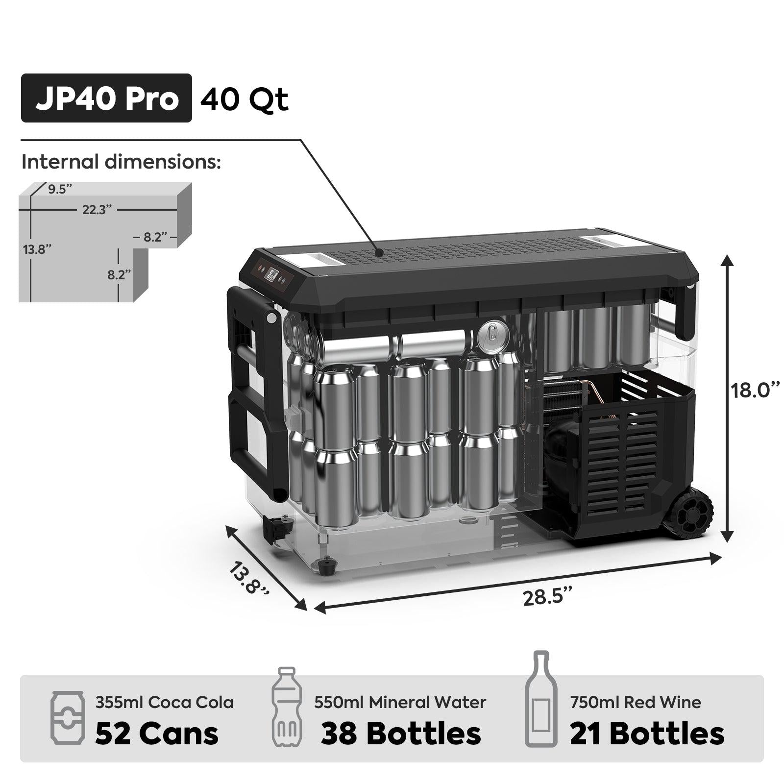 JP Pro Series 40/50L Wheeled Portable Freezer Car Fridge With Cover | ICECO-Portable Fridge-www.icecofreezesale.com