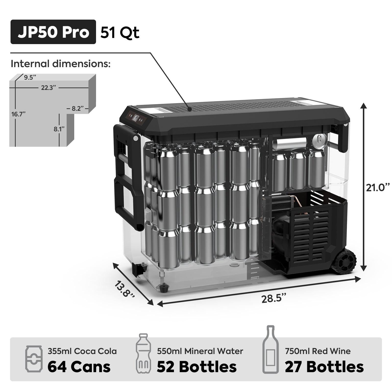 JP Pro Series 40/50L Wheeled Portable Freezer Car Fridge With Cover | ICECO-Portable Fridge-www.icecofreezesale.com