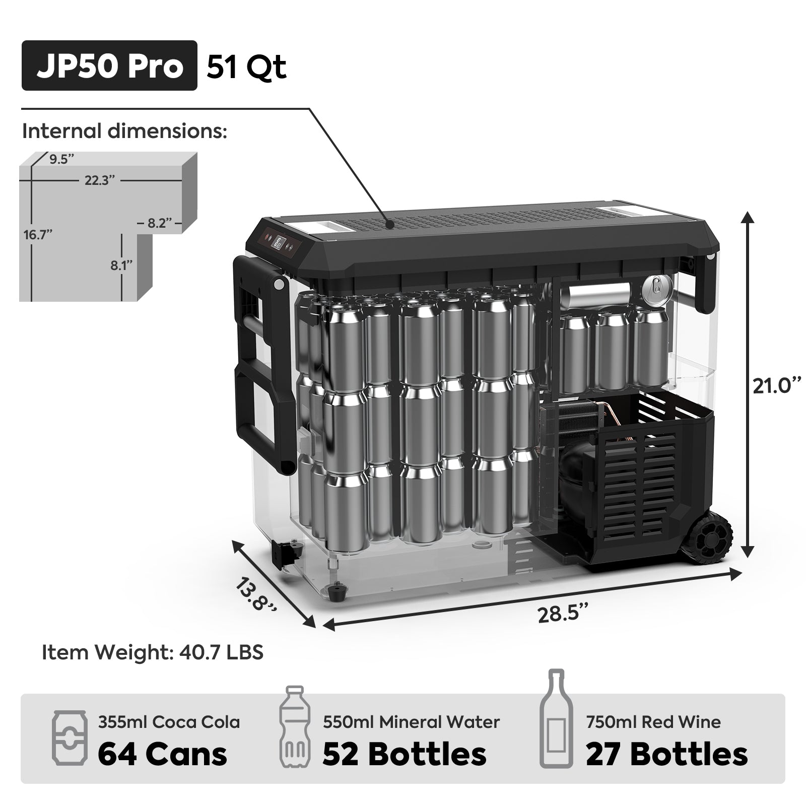 51QT JP50 Pro Wheeled Portable Freezer With Cover Camping Fridge Car Fridge | ICECO-Portable Fridge-www.icecofreezesale.com