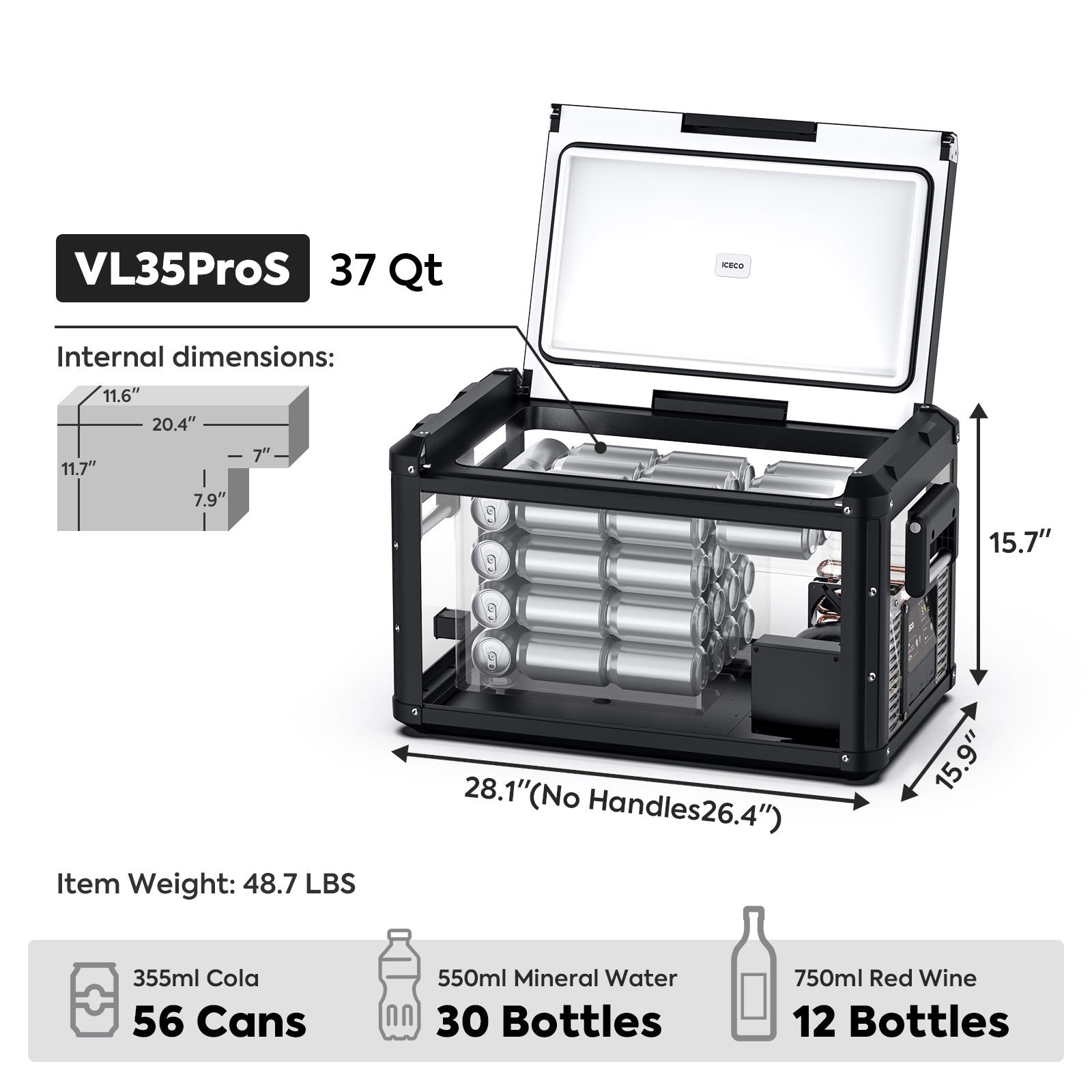 37QT VL35ProS With Cover Portable Fridge Electric Cooler | ICECO-Portable Fridge-www.icecofreezesale.com