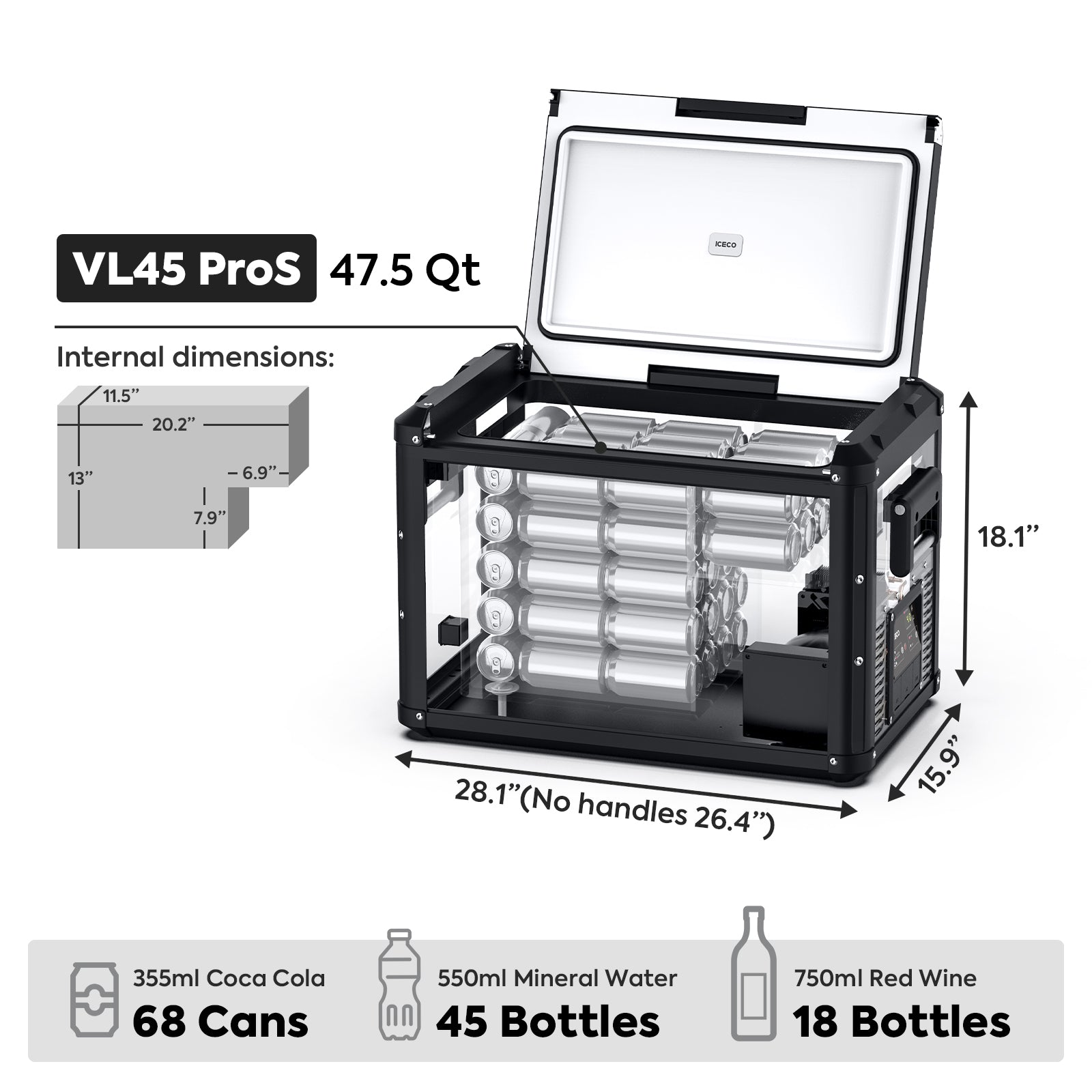 47.5QT VL45ProS Portable Single Zone Fridge With Cover | ICECO-Portable Fridge-www.icecofreezesale.com