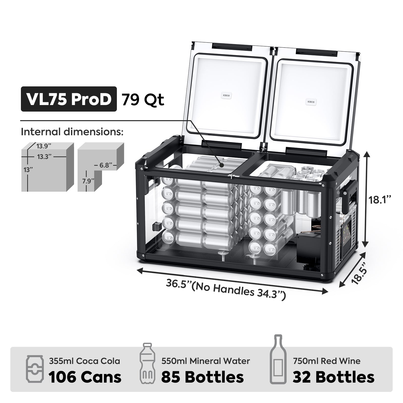 79.2QT VL75ProD 12V Heavy Duty Fridge Freezer| ICECO-Portable Fridge-www.icecofreezesale.com