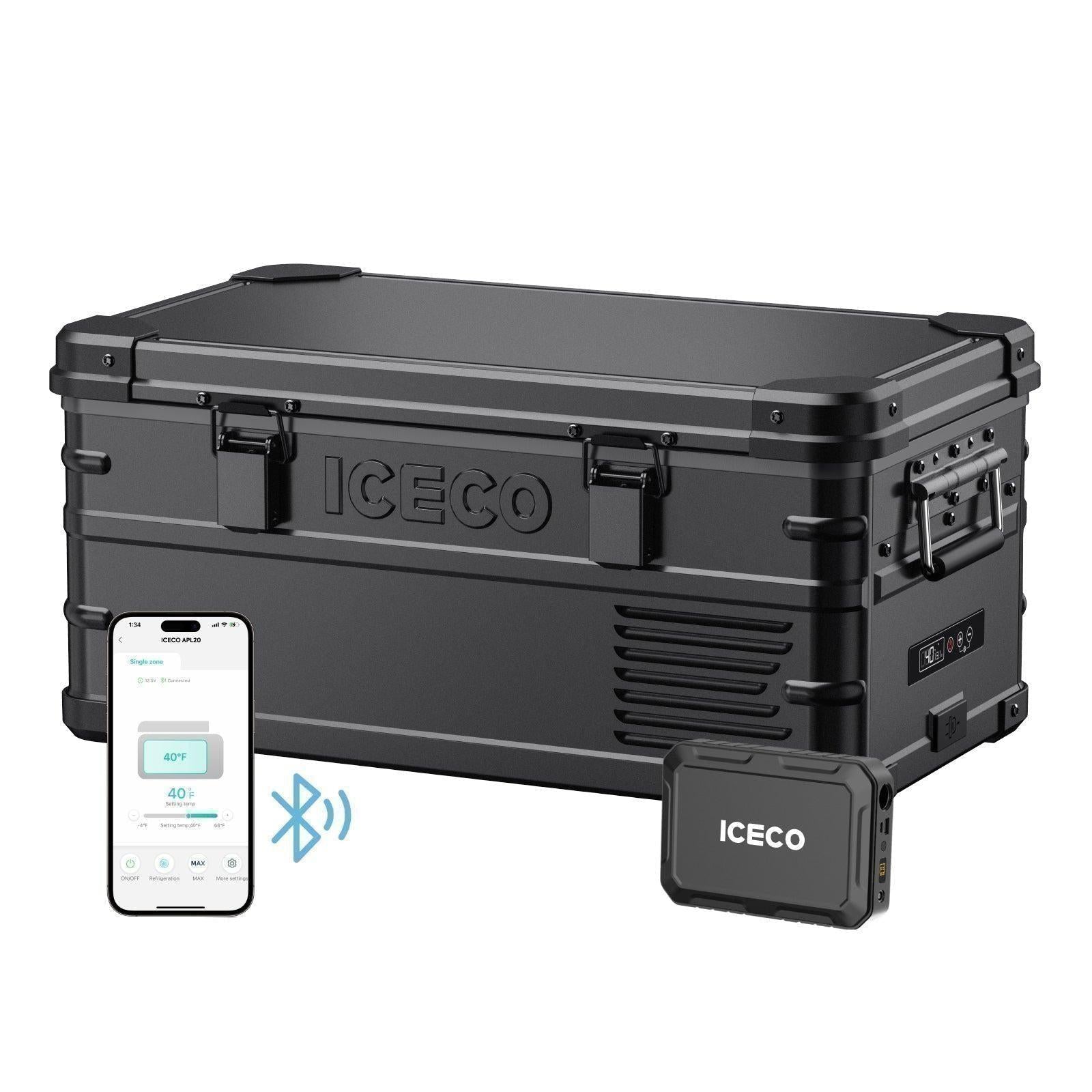 21QT APL20 Black Single Zone Aluminum Freezer With Magnetic Power Bank | ICECO-Portable Fridge-www.icecofreezesale.com