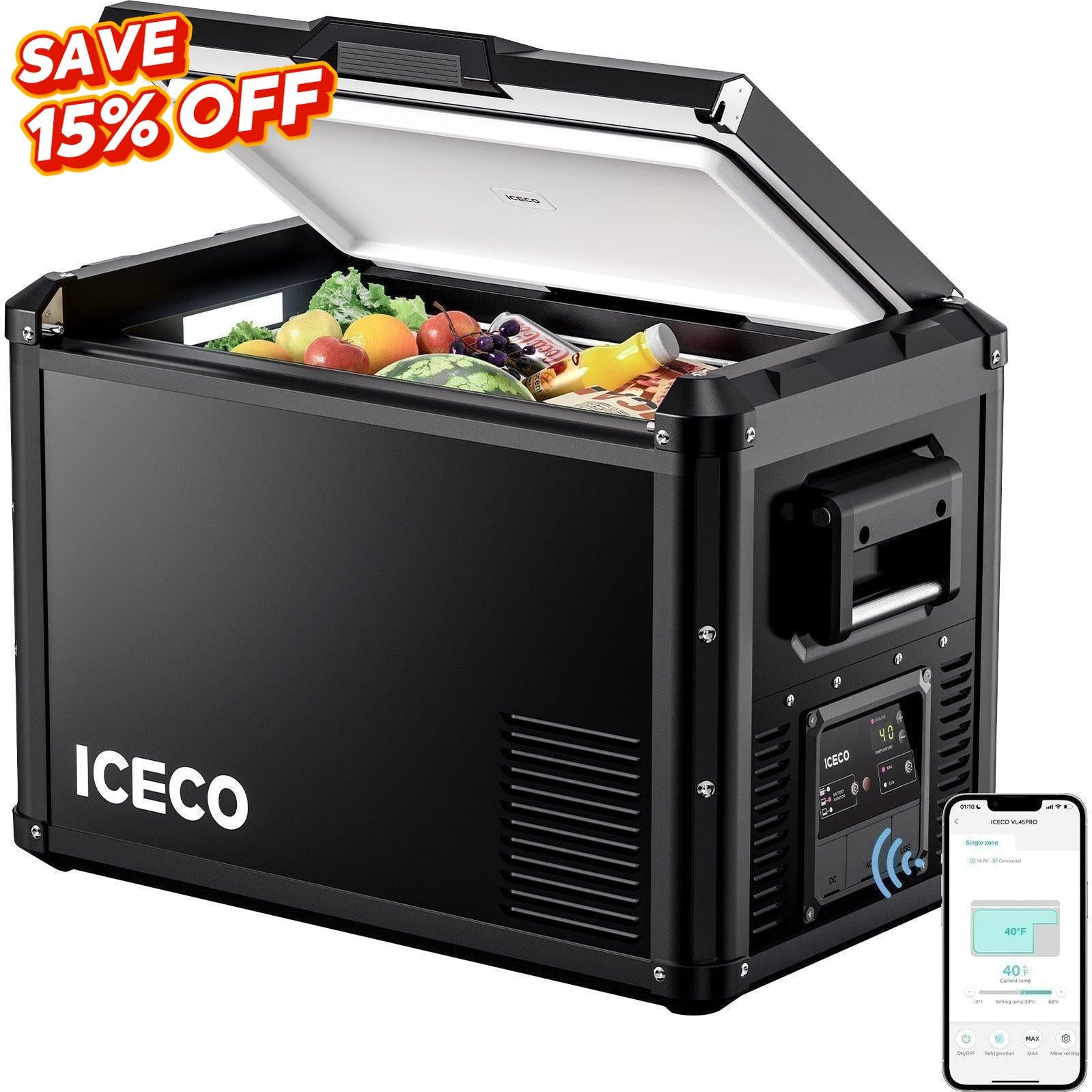 63.4QT VL60ProS Single Zone Portable Fridge Electric Cooler | ICECO-Portable Fridge-www.icecofreezesale.com