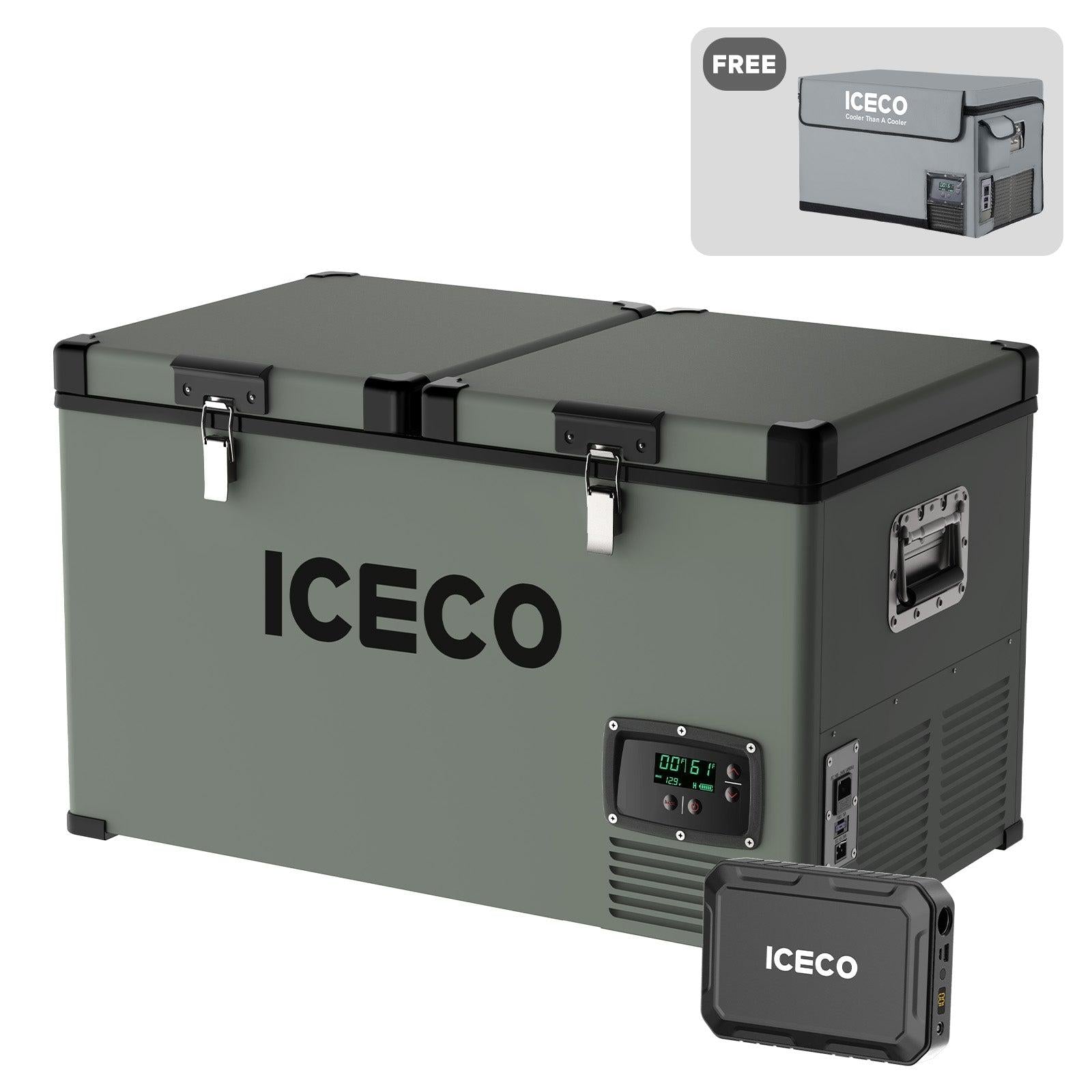 63.4QT VL60 Dual Zone Metal Fridge Freezer with Cover | ICECO-Portable Fridge-www.icecofreezesale.com