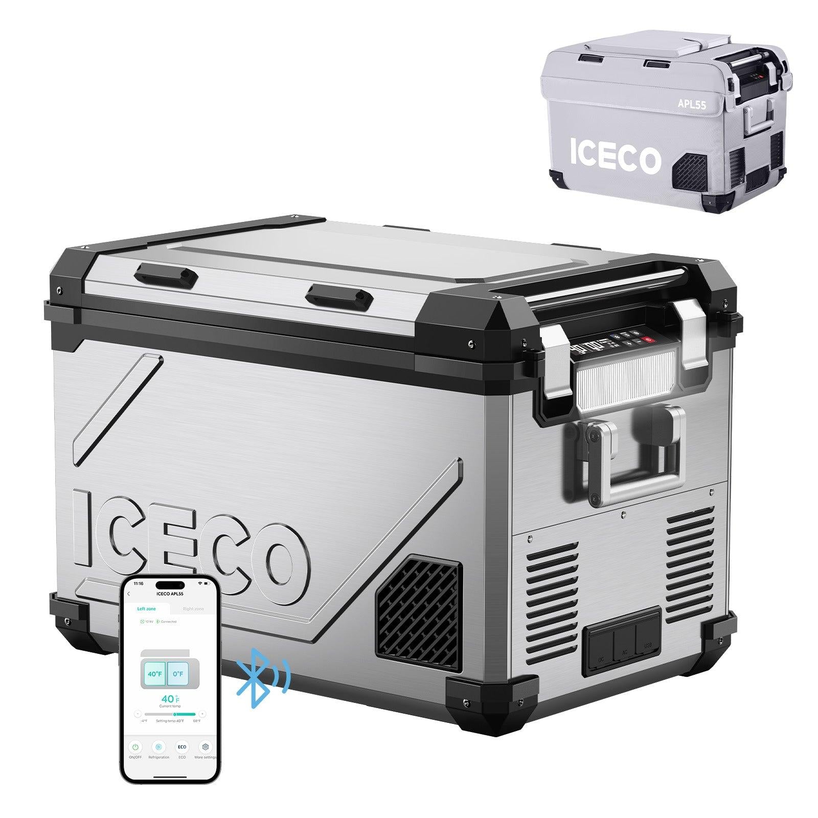 58QT APL55 Dual Zone 12 Volt Fridge with Cover | ICECO-Portable Fridge-www.icecofreezesale.com