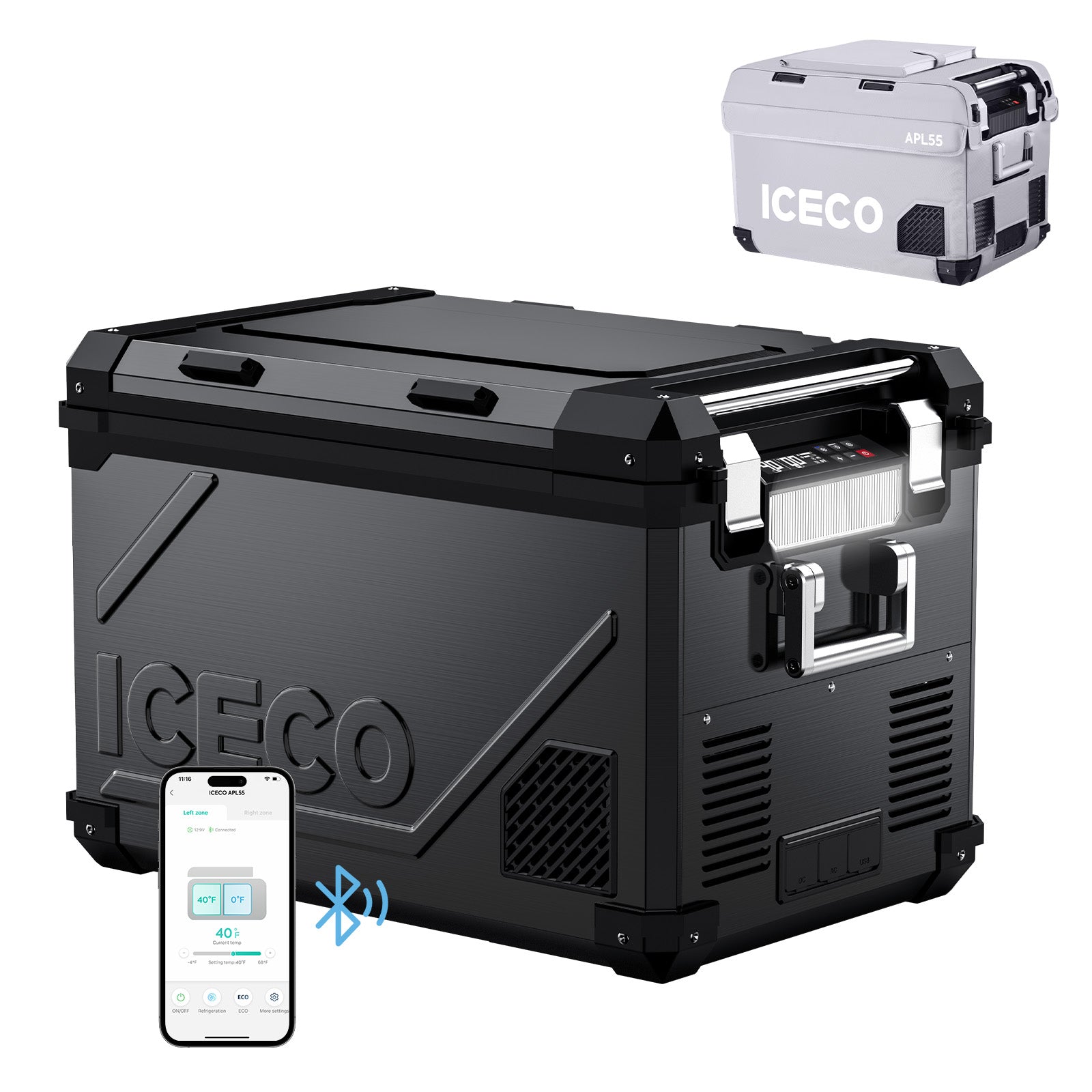58QT APL55 Dual Zone 12 Volt Fridge with Cover | ICECO-Portable Fridge-www.icecofreezesale.com