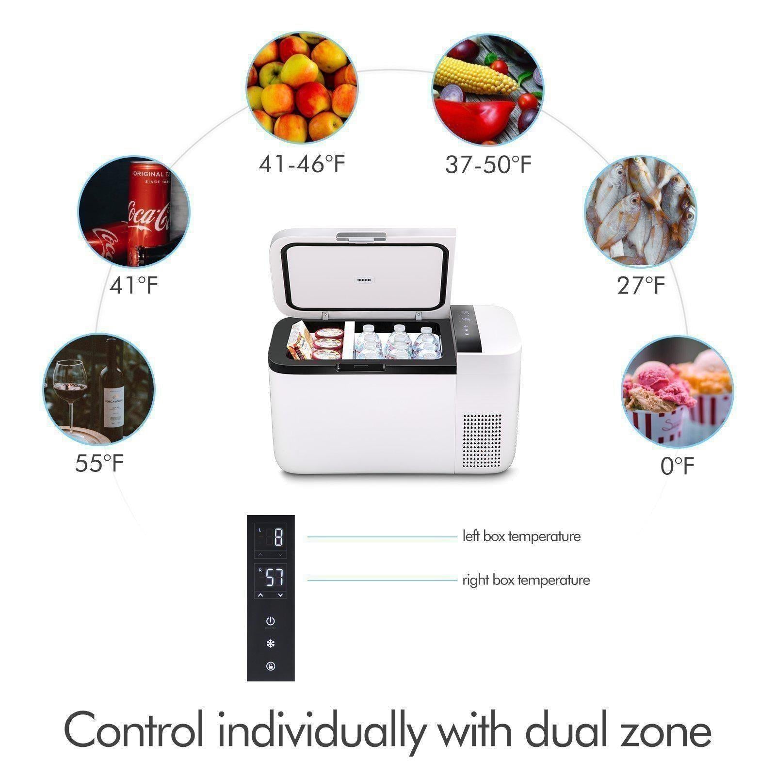 21QT GO20 Dual Zone 12V Refrigerator (White) | ICECO-Portable Fridge-www.icecofreezesale.com